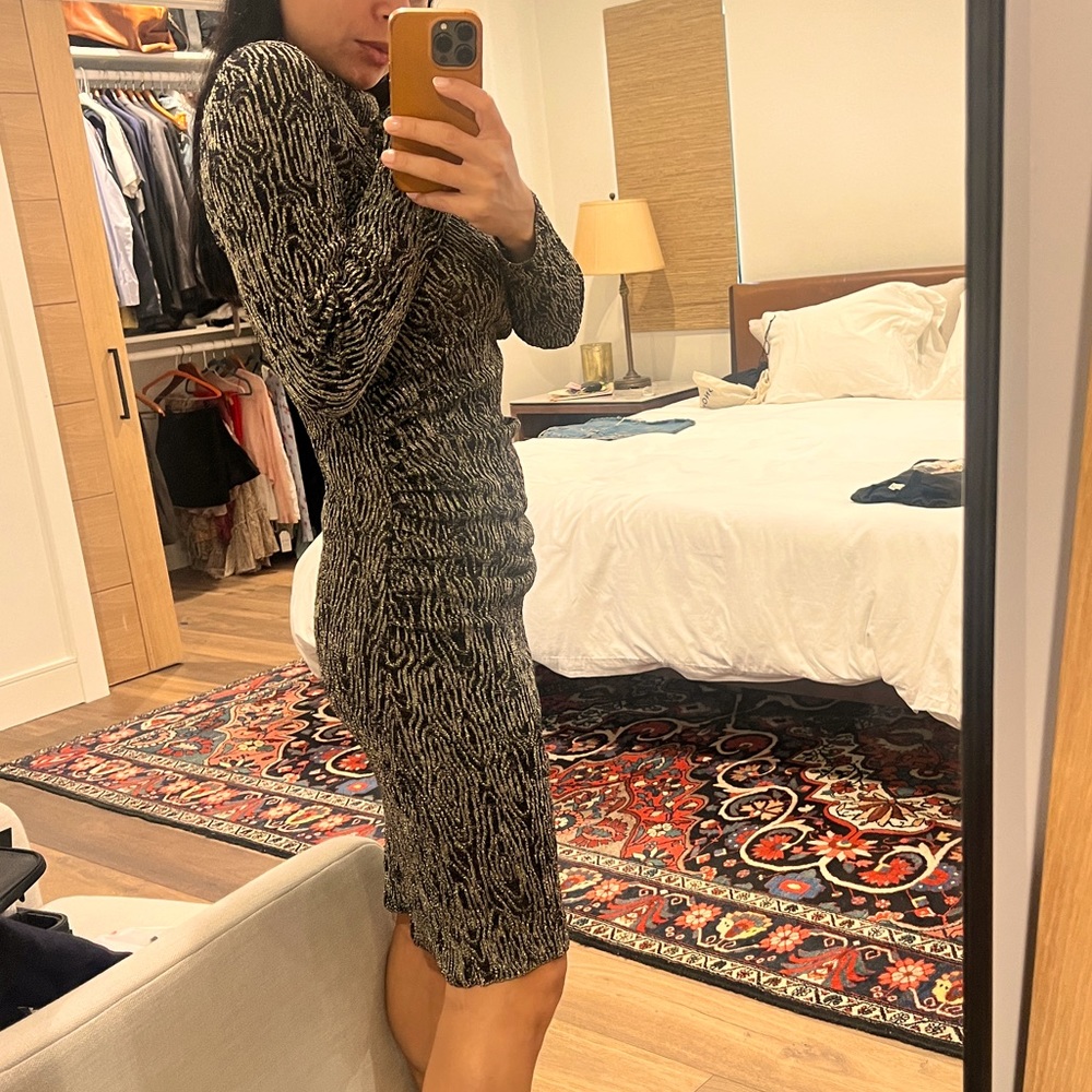 Zara long sleeve Midi Dress with lurex